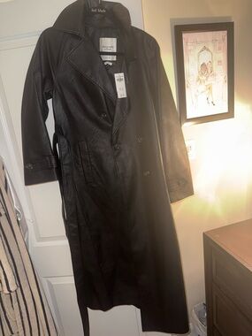Abercrombie & Fitch Black Faux Leather Coat